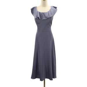 AW BRIDAL SZ 12 L dusty blue bridesmaid formal cocktail party midi dress B154